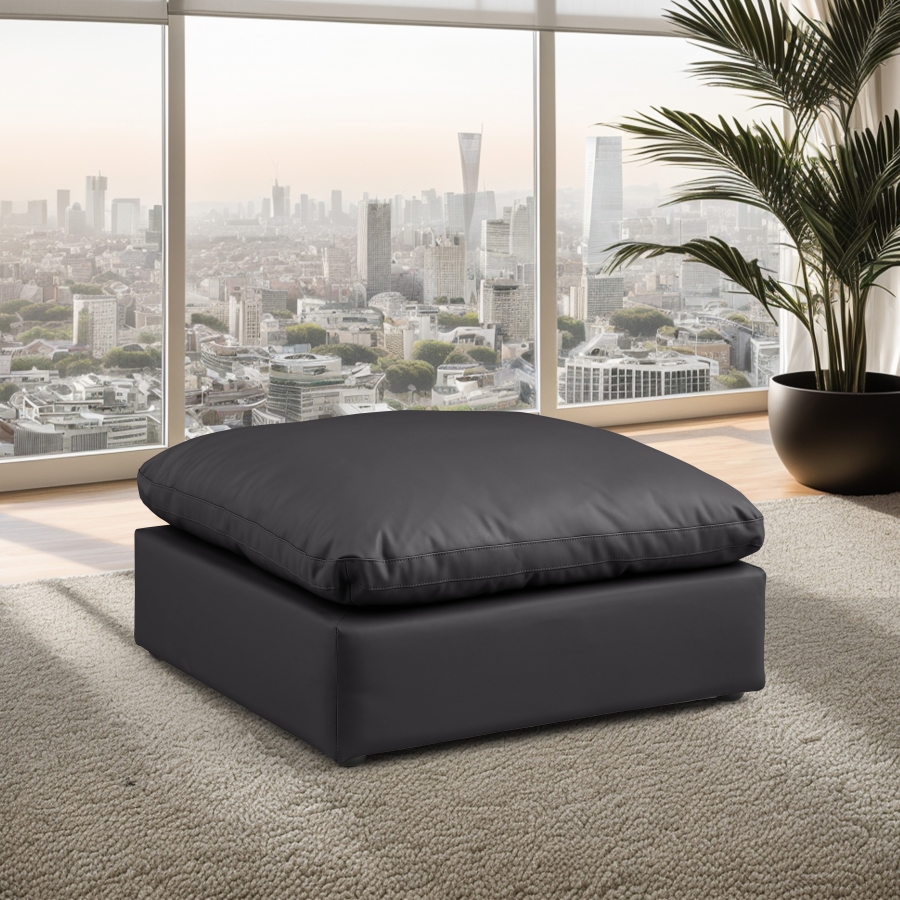 Comfy Vegan Leather Upholstered Modular Ottoman