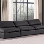 Comfy 117" Vegan Leather Upholstered 3pc. Armless Modular Sofa