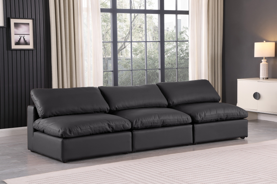 Comfy 117" Vegan Leather Upholstered 3pc. Armless Modular Sofa