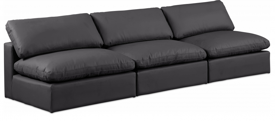 Comfy 117" Vegan Leather Upholstered 3pc. Armless Modular Sofa