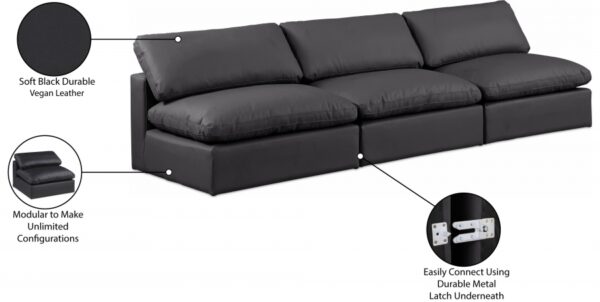 Comfy 117" Vegan Leather Upholstered 3pc. Armless Modular Sofa