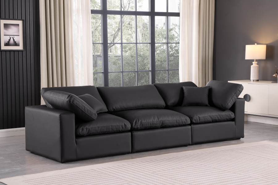 Comfy 119" Vegan Leather Upholstered 3pc. Modular Sofa