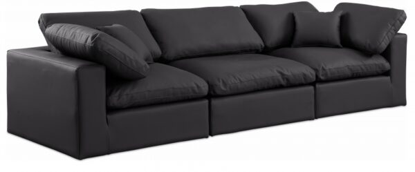 Comfy 119" Vegan Leather Upholstered 3pc. Modular Sofa