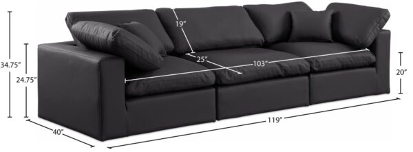 Comfy 119" Vegan Leather Upholstered 3pc. Modular Sofa
