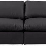 Comfy 156" Vegan Leather Upholstered 4pc. Armless Modular Sofa