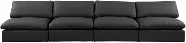 Comfy 156" Vegan Leather Upholstered 4pc. Armless Modular Sofa