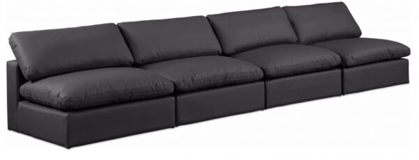 Comfy 156" Vegan Leather Upholstered 4pc. Armless Modular Sofa