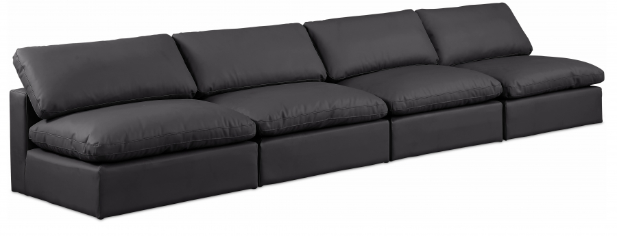 Comfy 156" Vegan Leather Upholstered 4pc. Armless Modular Sofa