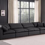 Comfy 158" Vegan Leather Upholstered 4pc. Modular Sofa