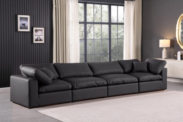 Comfy 158" Vegan Leather Upholstered 4pc. Modular Sofa