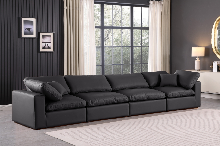 Comfy 158" Vegan Leather Upholstered 4pc. Modular Sofa