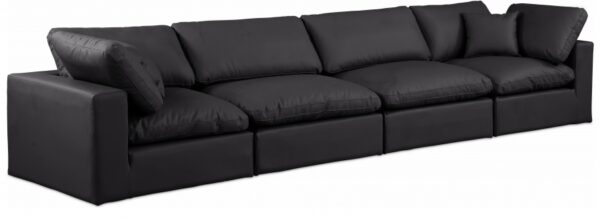 Comfy 158" Vegan Leather Upholstered 4pc. Modular Sofa