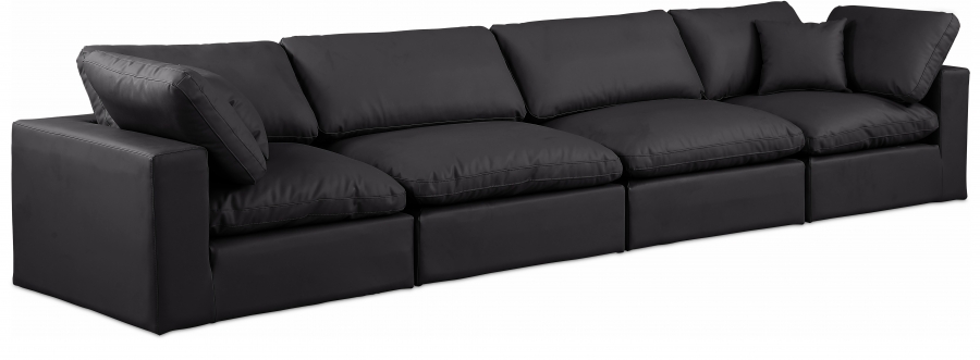 Comfy 158" Vegan Leather Upholstered 4pc. Modular Sofa