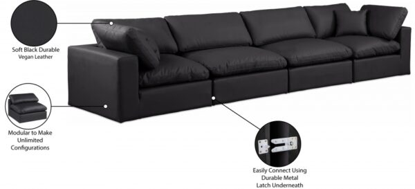 Comfy 158" Vegan Leather Upholstered 4pc. Modular Sofa