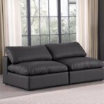 Comfy 78" Vegan Leather Upholstered 2pc. Armless Modular Loveseat