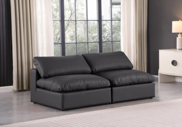 Comfy 78" Vegan Leather Upholstered 2pc. Armless Modular Loveseat