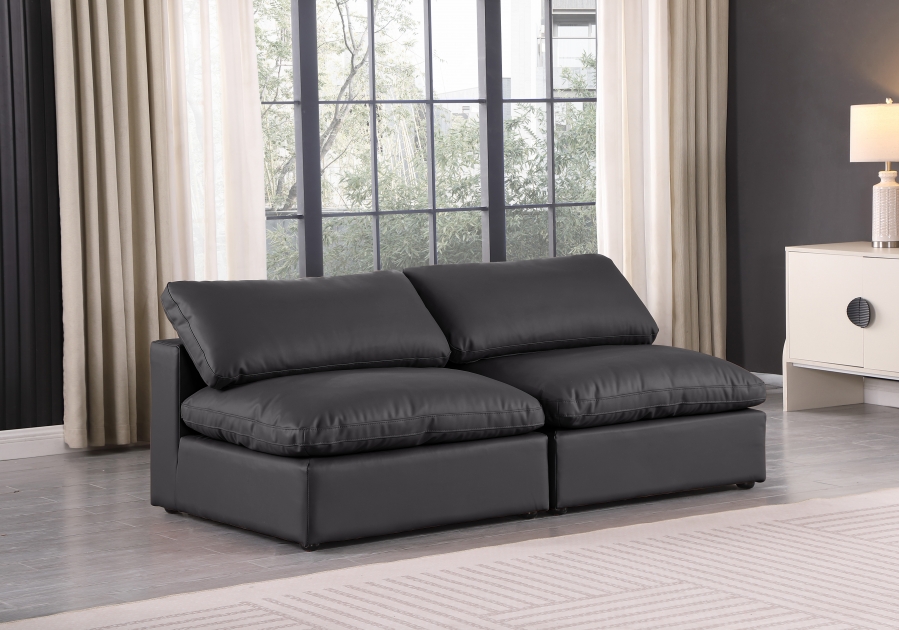Comfy 78" Vegan Leather Upholstered 2pc. Armless Modular Loveseat