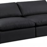 Comfy 78" Vegan Leather Upholstered 2pc. Armless Modular Loveseat