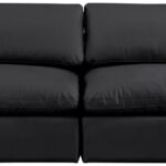 Comfy 78" Vegan Leather Upholstered 2pc. Armless Modular Loveseat