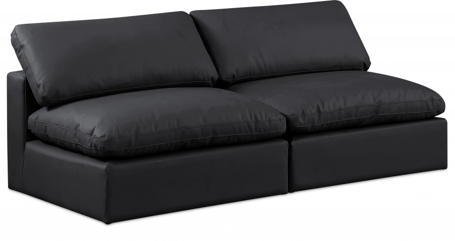 Comfy 78" Vegan Leather Upholstered 2pc. Armless Modular Loveseat