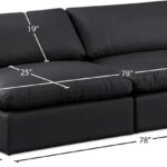 Comfy 78" Vegan Leather Upholstered 2pc. Armless Modular Loveseat