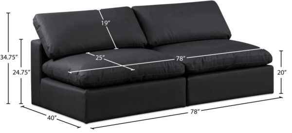 Comfy 78" Vegan Leather Upholstered 2pc. Armless Modular Loveseat