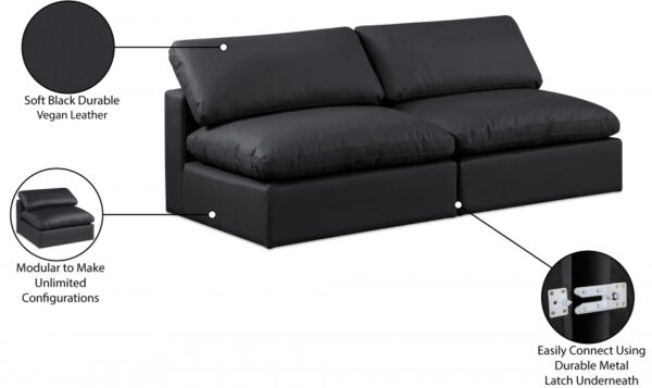 Comfy 78" Vegan Leather Upholstered 2pc. Armless Modular Loveseat
