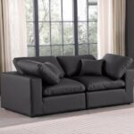 Comfy 80" Vegan Leather Upholstered 2pc. Modular Loveseat
