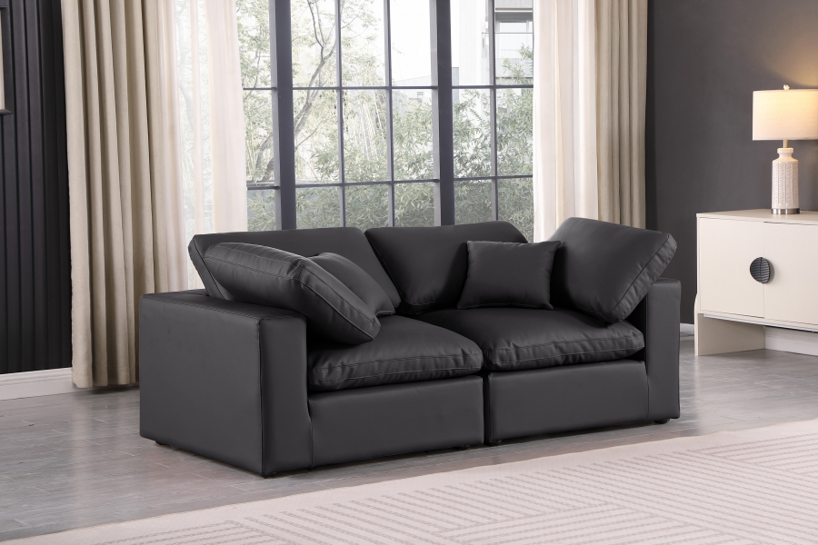 Comfy 80" Vegan Leather Upholstered 2pc. Modular Loveseat