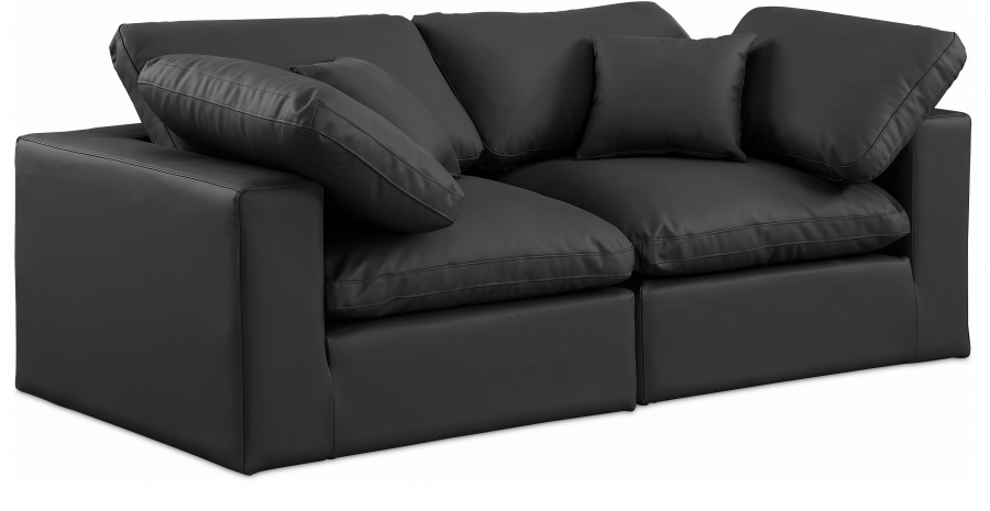 Comfy 80" Vegan Leather Upholstered 2pc. Modular Loveseat