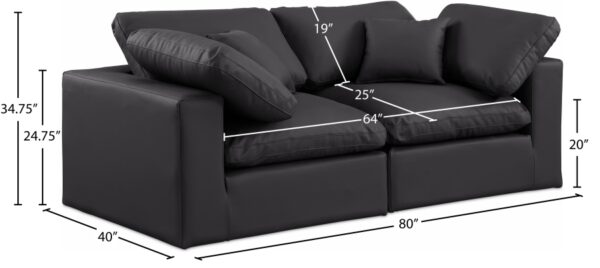 Comfy 80" Vegan Leather Upholstered 2pc. Modular Loveseat