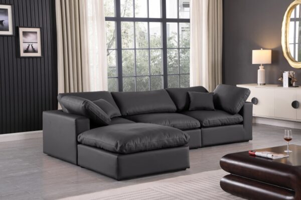 Comfy 119" Vegan Leather Upholstered 4pc. Modular Sectional