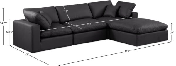 Comfy 119" Vegan Leather Upholstered 4pc. Modular Sectional
