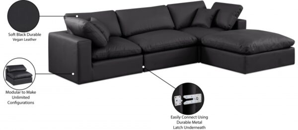 Comfy 119" Vegan Leather Upholstered 4pc. Modular Sectional