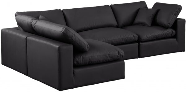 Comfy 119" Vegan Leather Upholstered 4pc. Modular Sectional