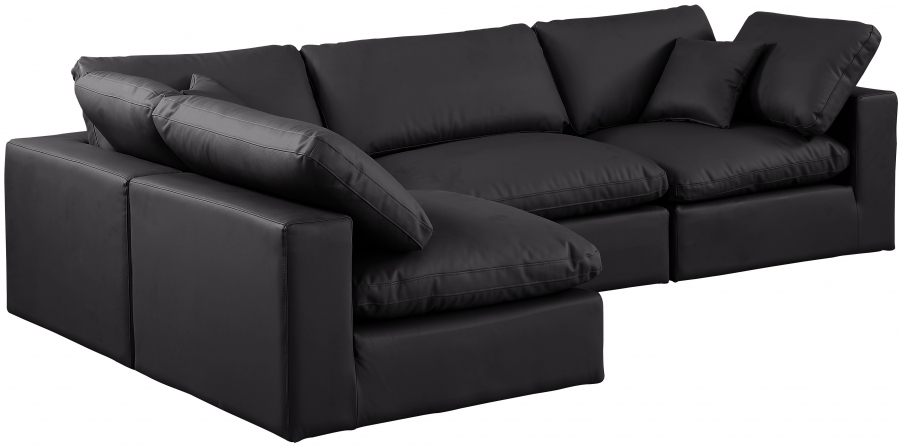Comfy 119" Vegan Leather Upholstered 4pc. Modular Sectional