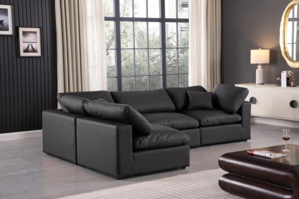Comfy 119" Vegan Leather Upholstered 4pc. Modular Sectional
