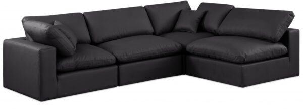 Comfy 119" Vegan Leather Upholstered 4pc. Modular Sectional