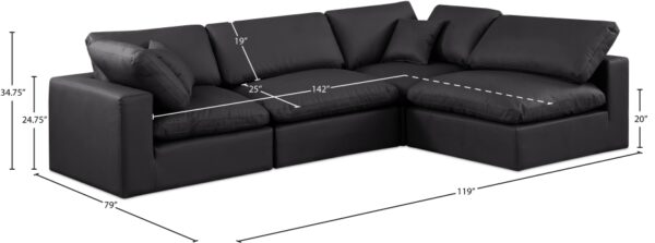 Comfy 119" Vegan Leather Upholstered 4pc. Modular Sectional