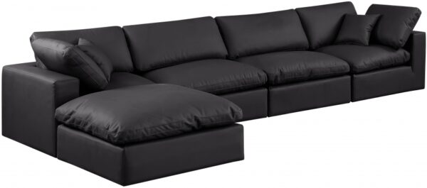 Comfy 158" Vegan Leather Upholstered 5pc. Modular Sectional