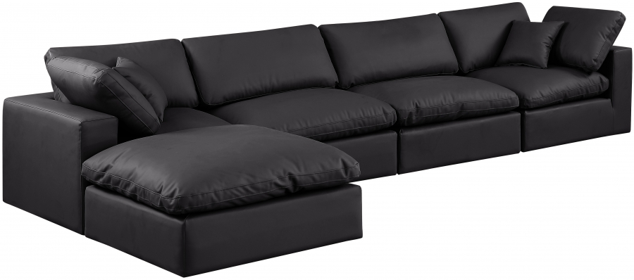 Comfy 158" Vegan Leather Upholstered 5pc. Modular Sectional