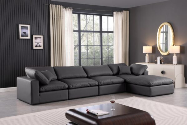 Comfy 158" Vegan Leather Upholstered 5pc. Modular Sectional