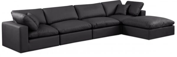 Comfy 158" Vegan Leather Upholstered 5pc. Modular Sectional