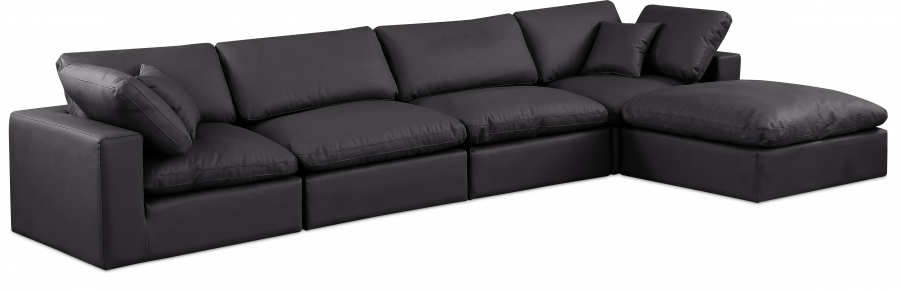 Comfy 158" Vegan Leather Upholstered 5pc. Modular Sectional