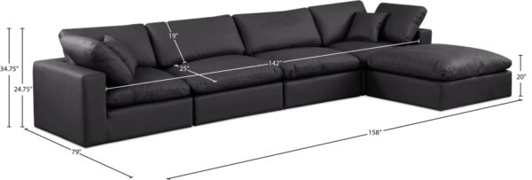 Comfy 158" Vegan Leather Upholstered 5pc. Modular Sectional
