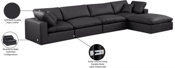Comfy 158" Vegan Leather Upholstered 5pc. Modular Sectional