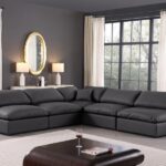 Comfy 118" Vegan Leather Upholstered 5pc. Modular Sectional