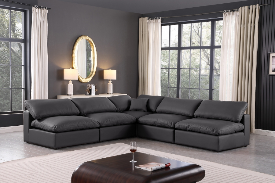 Comfy 118" Vegan Leather Upholstered 5pc. Modular Sectional