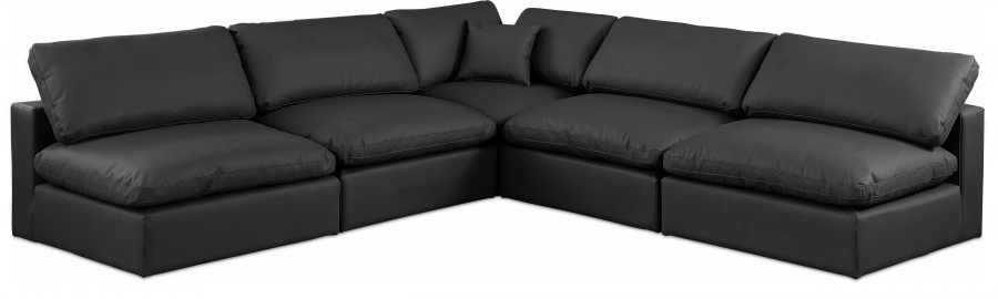 Comfy 118" Vegan Leather Upholstered 5pc. Modular Sectional