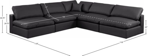 Comfy 118" Vegan Leather Upholstered 5pc. Modular Sectional
